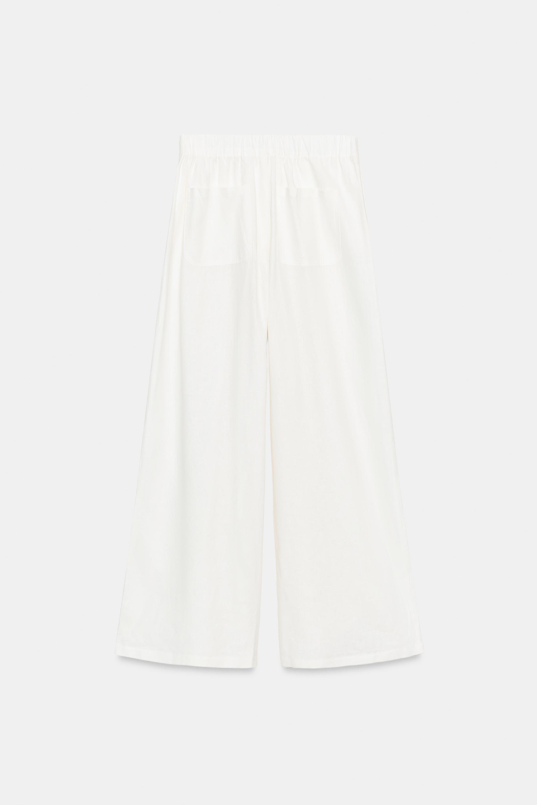 PANTALON LARGE À PINCES AVEC LIN